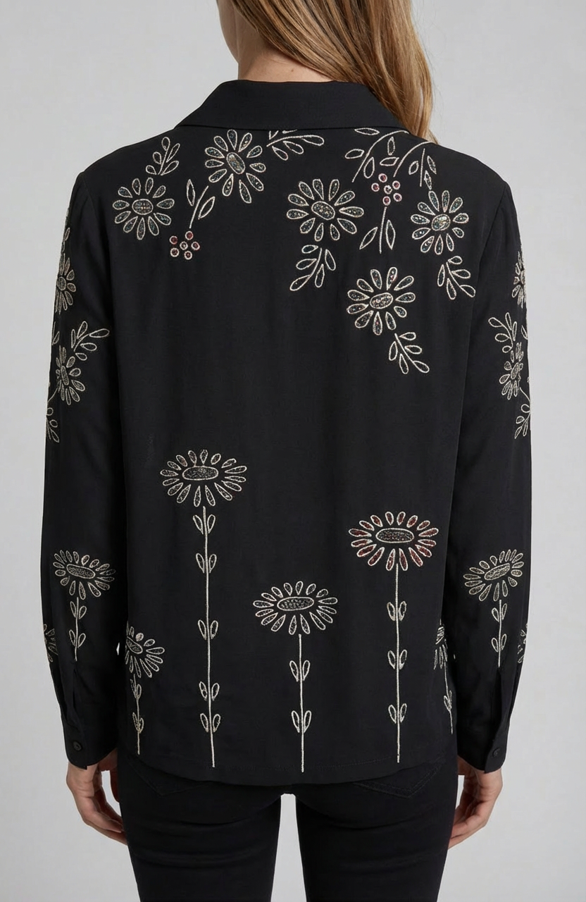 זקט פרחים אחורי קרוב