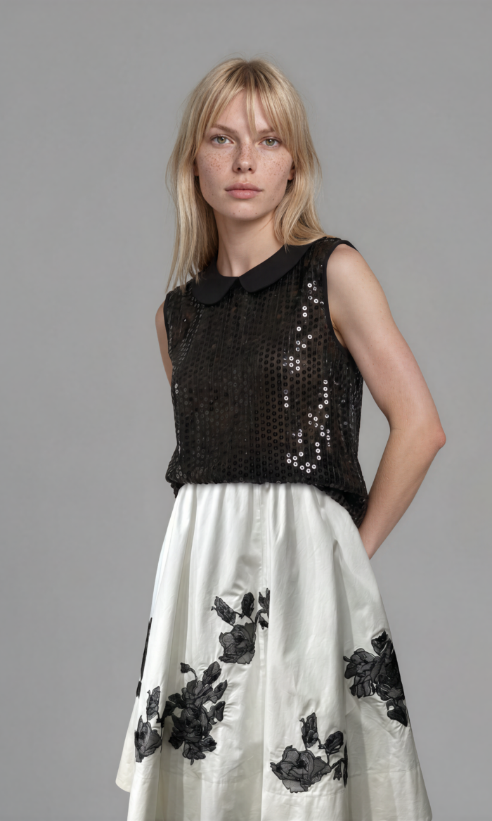 NOIR SEQUIN TOP